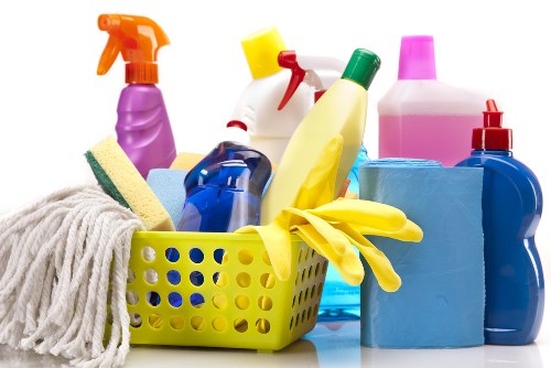Supervisor reviewing safety procedures for end of tenancy cleaning services