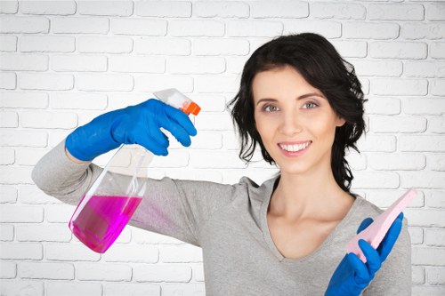 Bathroom surfaces being deep cleaned before move-out inspection