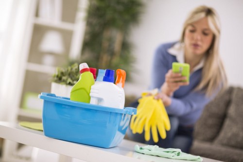After builders cleaning service preparing a refurbished London property